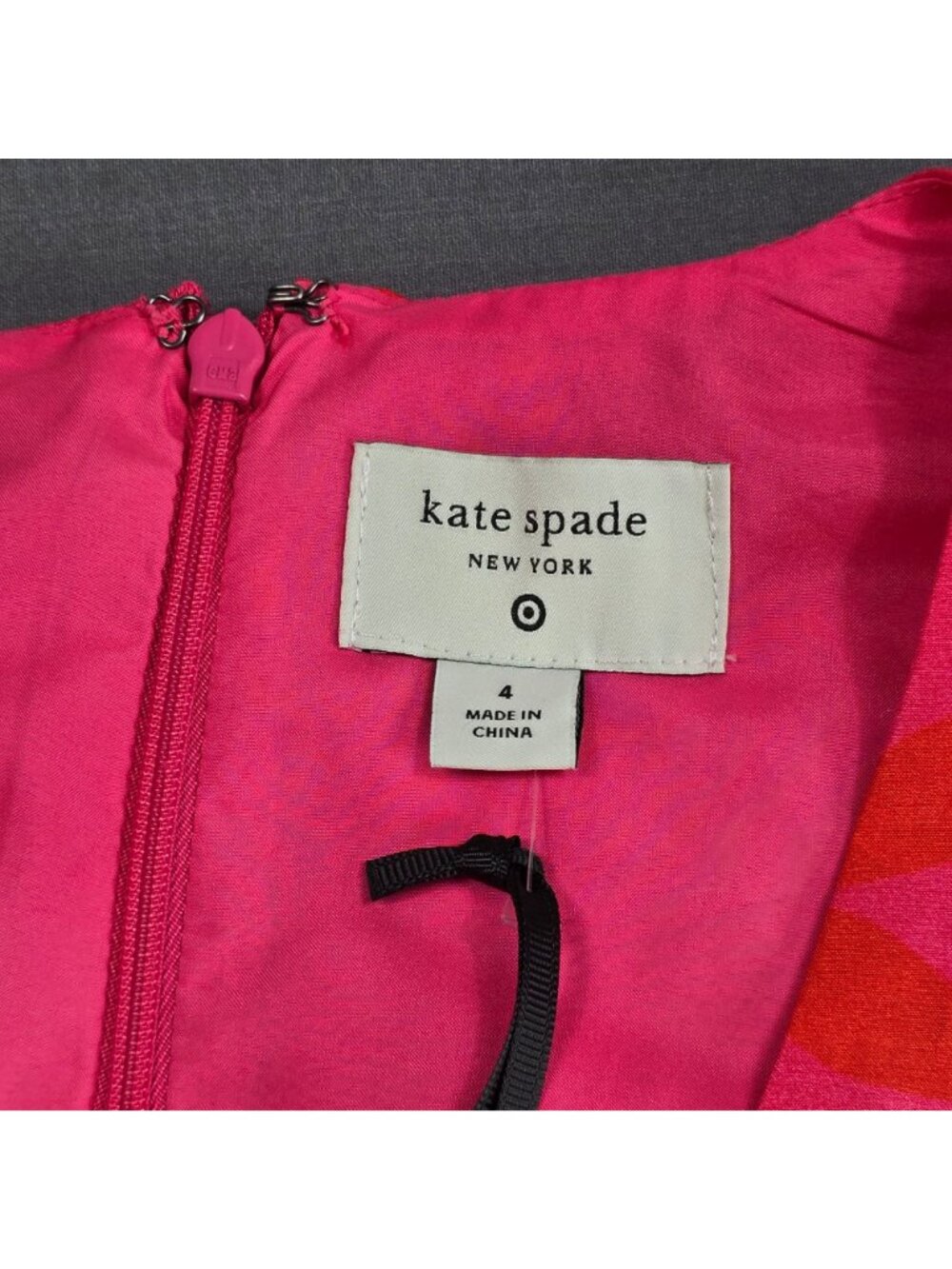NEW Kate Spade New York Target Size 4 Midi Dress Pink Red Rose Floral Peplum - Picture 6 of 8